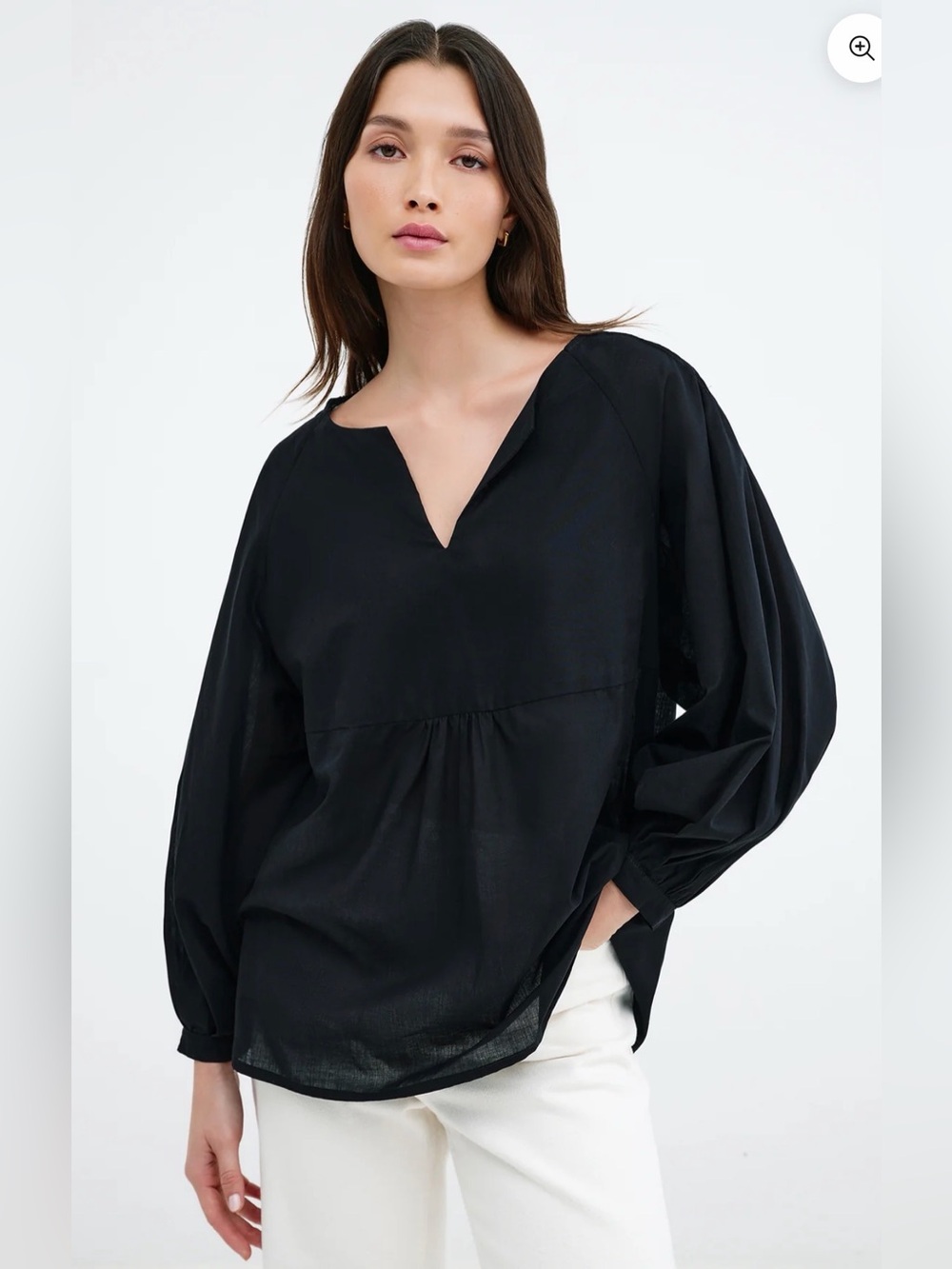 Marcella NYC Kissena Top Black Cotton Voile Babydoll Blouse XS NWT Transitional